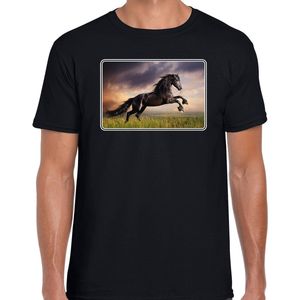 Dieren shirt met paarden foto - zwart - voor heren - natuur / paard cadeau t-shirt - kleding M