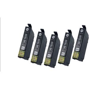 KATRIZ® huismerk voor Epson T603XL Zwart(Epson 603XL)| 5 stuks - | Expression Home XP-2100/XP-2105/XP-3100/XP-3105/XP-4100/XP-4105 /WorkForce WF-2830DWF/WF-2835DWF/WF-2850DWF