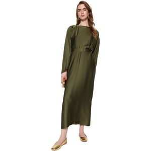 Trendyol Lichtroze Satijnen Avondjurk Met Riem Tctss23Db00019