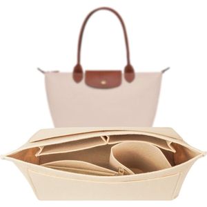 LUOJINYI Organizer voor Longchamp-tas, tassenorganizer voor Longchamp-tas voor dames, tassenorganizer, Longchamp-tas voor dames, grote handtasinzet (beige, L)