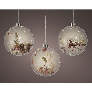 Lumineo LED bol met bloemen Ø14cm 15LED (1 stuk) assorti