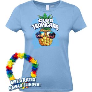 Dames t-shirt Pineapple Head | Toppers in Concert 2024 | Club Tropicana | Hawaii Shirt | Ibiza Kleding | Lichtblauw Dames | maat XL