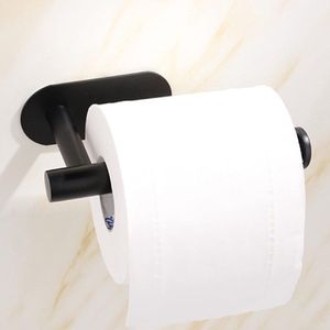 Toiletpapierhouder zonder boren, wc-rolhouder zwart mat, toiletrolhouder zelfklevend voor badkamer (zwart)