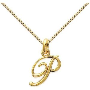 Amanto Ketting Letter P Gold - 925 Zilver Verguld - Alfabet - 11x18mm - 50cm