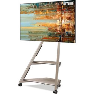 Mobiele tv-standaard op wielen met 2 planken - verstelbaar - 32 43 55 65 inch - hoogte 946-10765 mm - belasting 40 kg - thuis lounge tv standaard verrijdbaar