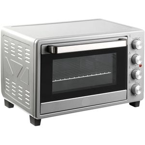 Mini Elektrische Oven - Magnetrons - Oven - 32L - 1600W - Compacte Keukenoven - Verstelbare Temperatuur - Timer - Pizza - Brood en Meer - Duurzaam - Veilig - Zilver