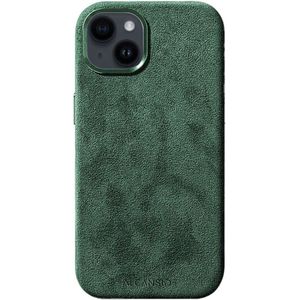 Alcanside Luxe Hoesje geschikt voor Apple iPhone 14 Plus – Magsafe 360° Shock Proof Telefoonhoesje – Premium Alcantara Iphone Case – 100% Optimale Bescherming – Midnight Green