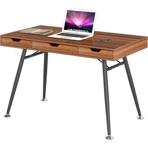 Piranha COLEY Retro Bureau Donker Eikenhout – Compact Computerbureau met Lades