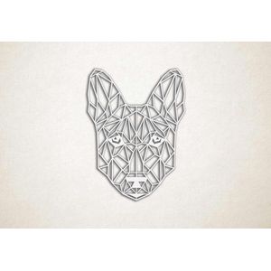 Line Art - Basenji - S - 59x44cm - Wit - muurdecoratie - Line Art