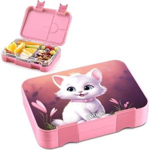 Selbro ® Toni Lunchbox voor kinderen met vakken, bento box, lekvrij - Snackbox voor school en kleuterschool, jongens en meisjes (katten)