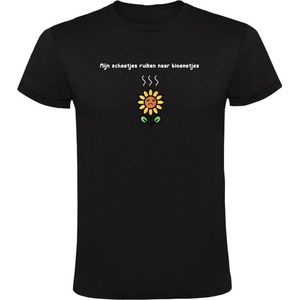 Mijn scheetjes ruiken naar bloemetjes Heren T-shirt - scheet - stinken - bloemen - humor - grappig