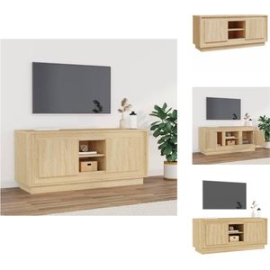 vidaXL TV-meubel Sonoma Eiken - 102 x 35 x 45 cm - Trendy en praktisch | Voldoende opbergruimte | Stevig blad | Praktische deuren - Kast