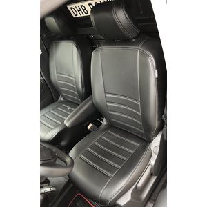 Pasvorm stoelhoezen set (stoel en stoel) Citroen Berlingo / Peugeot Partner/Rifter / Opel Combo / Toyota Proace City 2018 t/m heden (versie met standaard stoelen) - Kunst leer zwart