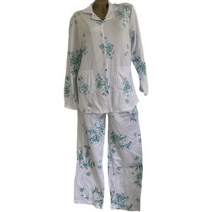 FINE WOMAN® 2311 Gevoerde Pyjama L 38-40 wit/groen