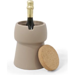 Bubalou Champagnekoeler - CHAMP 1-Bottle Cooler - Taupe - Wijnkoeler - Wijn - Bier - Frisdrank - Kurk - Koeltas - Koelbox