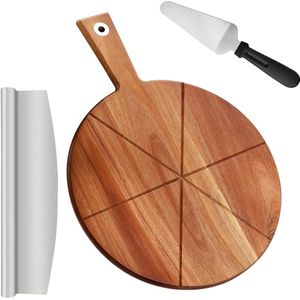 Ronde Acacia Houten Pizza Peel 30 cm - Pizza Cutter - Pizza Paddel - Kaas Serveerplank