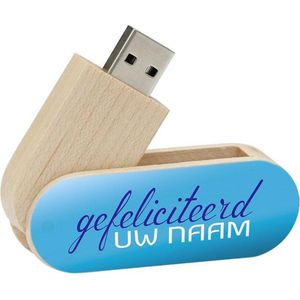 Gefeliciteerd usb stick met naam 64gb hout twister model 1007 – verjaardagscadeau man, verjaardag cadeau, cadeau voor hem verjaardag, leuke verjaardag cadeaus