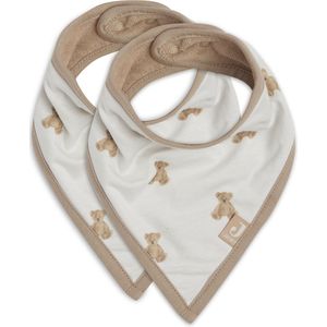 Jollein - Slab Bandana (Teddy Bear) - Biologisch Katoen - GOTS - Slabbetjes Baby - 2 Stuks - 22 cm