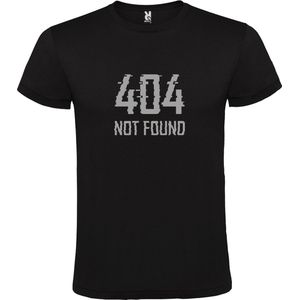 Zwart T-Shirt met “ 404 not found “ logo Zilver Size XXXL