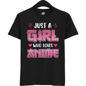 Just a girl who loves anime - Japans cadeau - Unisex t-shirt - grappig anime / manga hobby en verjaardag kado shirt - T-Shirt - Unisex - Zwart - Maat XXL
