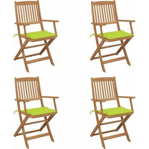 vidaXL - Tuinstoelen - 4 - st - inklapbaar - met - kussens - massief - acaciahout
