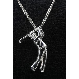 Zilveren Golfspeler swing ketting hanger