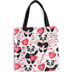 Schoudertas - Strandtas - Shopper Panda - Liefde - Relatie - 40x40 cm - Katoenen tas