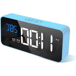 Digitale wekker met grote led-temperatuurweergave - tafelklok met wekgeluiden - USB-oplaadpoort - 4 helderheidsniveaus - volume regelbaar - snooze functie - draagbare spiegelwekker - 2 alarmen - 12/24 uur