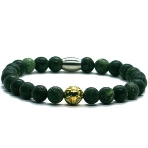 Heren armband legergroen - goud RVS - IbizaMen