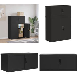vidaXL Archiefkast 90x40x130 cm staal zwart - Archiefkast - Archiefkasten - Opbergkast - Kantoorkast