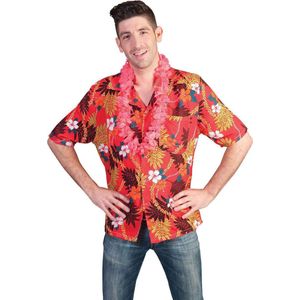 Hawaii & Carribean & Tropisch Kostuum | Rood-Bont Hawaii Hemd | Maat 52-54 | Carnaval kostuum | Verkleedkleding