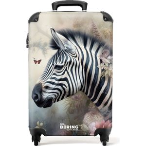 NoBoringSuitcases.com® - Handbagage koffer lichtgewicht - Reiskoffer trolley - Gedetailleerd zijaanzicht van een zebra - Rolkoffer met wieltjes - Past binnen 55x40x20 en 55x35x25