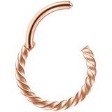 Chirurgisch Stalen Ring Piercing - Twist - Verpakt in organza zakje- Diameter 8mm - Dikte 1.2mm - Ringetje geschikt voor Helix, Tragus, Septum, Lip, Neus & wenkbrauw piercing- Rose gold