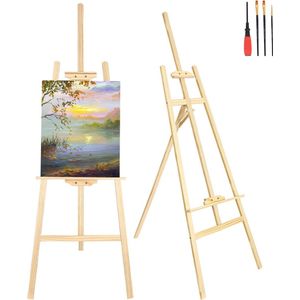 Ezel, 175 cm houten schildersezel, fotostandaard van massief houten tafel, inklapbaar en in hoogte verstelbaar, voor kunstschilderkunst en buitenreclame, geschikt voor kinderen en volwassenen