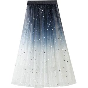 Dames rok - Tule Rok Blauw Wit Kleurverloop - met elastische - hoge taille - plooirok met A-lijn voor bruiloft - feest