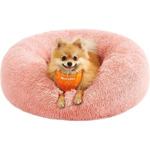 Donut hondenmand 60cm - voor hond en kat - wasbaar - antislip - pluche - roze