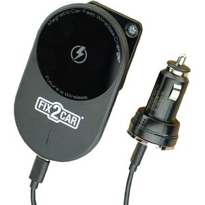 Fix2Car houder voor QI draadloos opladen voor Iphone 12/13/14, max 15W, met magnetische ring.