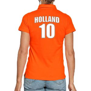 Oranje supporter poloshirt met rugnummer 10 - Holland / Nederland fan shirt voor dames L