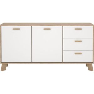 Ikast dressoir 2 deuren, 3 lades eiken decor, wit.