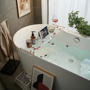 Badplank 80 cm acryl badplank badplank badbrug badkuip dienblad met gouden handgrepen - badkuipaccessoires
