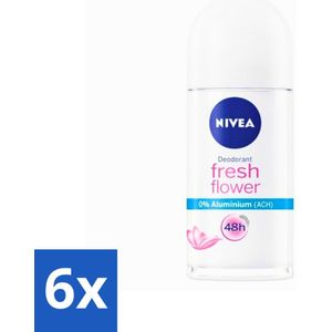 Nivea - Deo Roller - Fresh Flower - 48 Uur Lang Werkend - 50 ml - Voordeelverpakking - 6 stuks