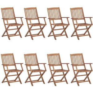 vidaXL Tuinstoelen 8 st inklapbaar met kussens massief acaciahout - Tuinstoel - Tuinstoelen - Tuin Stoel - Tuin Stoelen