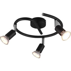 LED Plafondspot - Torna Pamo - GU10 Fitting - 3-lichts - Rond - Mat Zwart - Aluminium