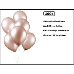 100x Luxe Ballon pearl rose goud 30cm - biologisch afbreekbaar - Festival feest party verjaardag landen helium lucht thema