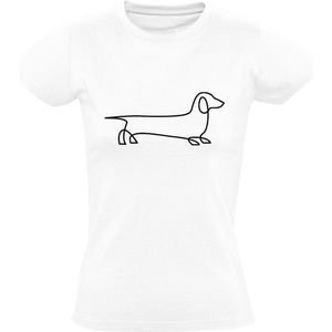 Teckel Dames T-shirt - huisdier - hond - dog - dierendag - tekening