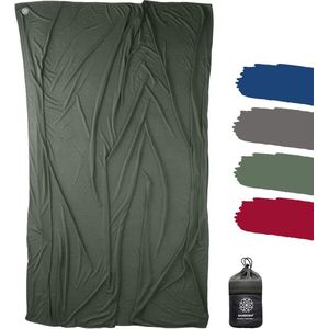 Reisdeken ultralicht warm 200x150cm. Camping deken Outdoor gemaakt van Coolmax materiaal - ideaal als reisaccessoire. Klein pakformaat, zacht en ademend, olijfgroen