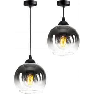 Hanglamp - Plafondlamp Industrieel Enkel Smoke-Transpirant Bol Zwart Woonkamer