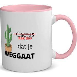 Akyol - kak dus dat je weg gaat koffiemok - theemok - roze - Quotes - iemand die ontslag neemt - cactus - collega's - werknemers - verjaardagscadeau - verjaardag - cadeau - afscheidscadeau - geschenk - leuke cadeau - kado - gift - 350 ML inhoud