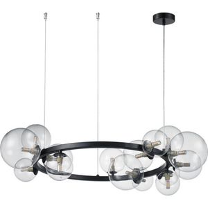 Hanglamp Industrieel Plafondlamp Industriele Hanglamp Eetkamer - Plafondlamp Zwart Glas 24 glazen bollen 85cm