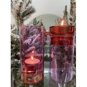 Remember Windlichten-Lys-Set-Pink-Red